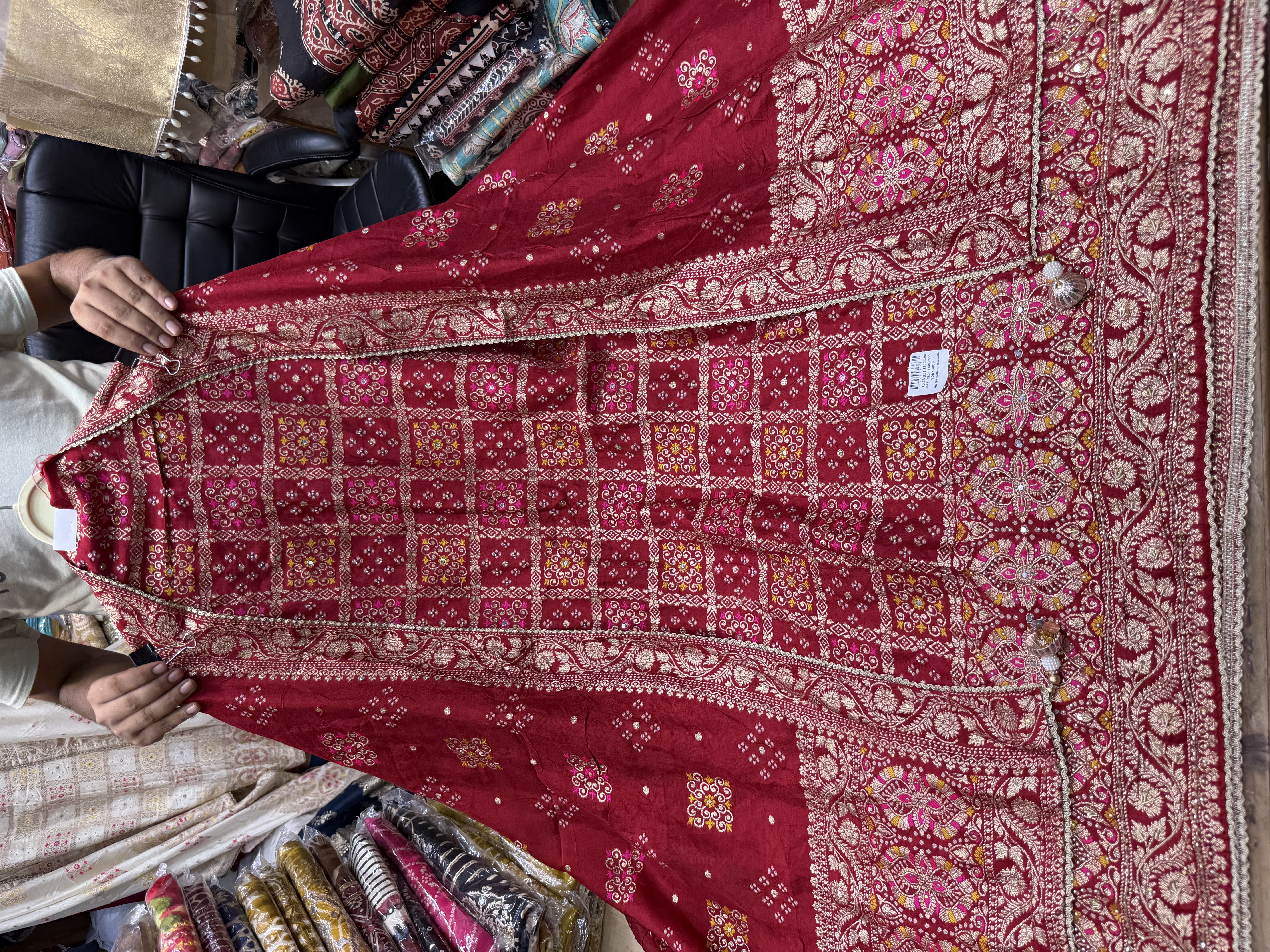 Banarsi Silk Bandhej Check design